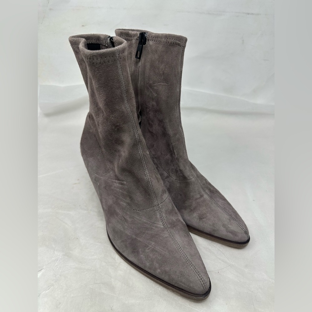 Vince Taupe Suede Heeled Boots Size 7